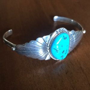 Adjustable Silver Turquoise Bracelet Cuff